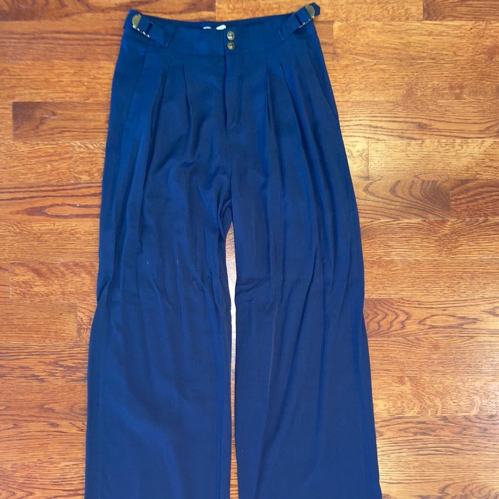 Urban Outfitters Pleated Navy Trouser